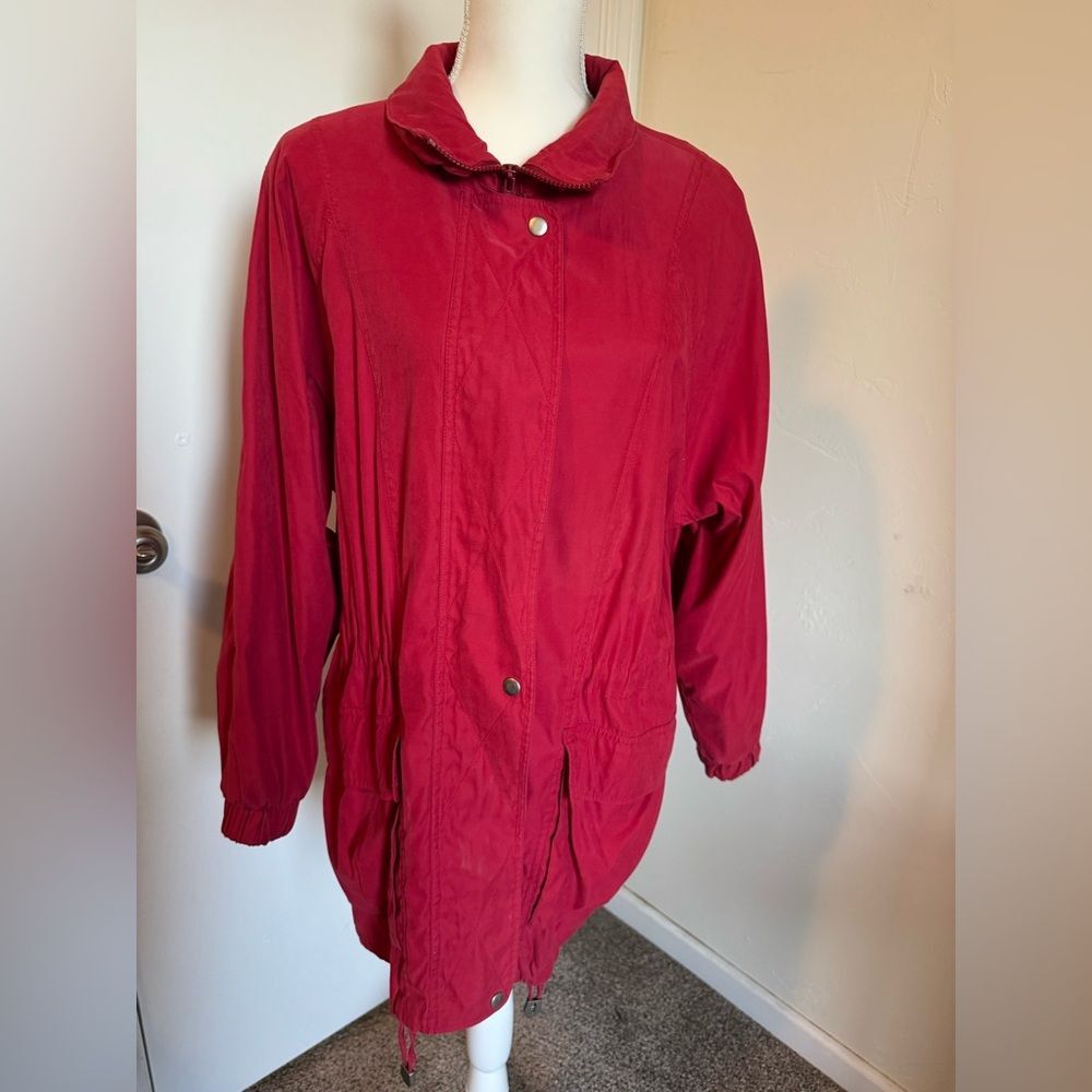 1990 Vintage Y2K London Fog Women's Vibrant Red Utility Jacket Size Medium